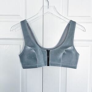 Blackbough Velvet Maui Bikini Top Blue Gray Sporty Zip Front